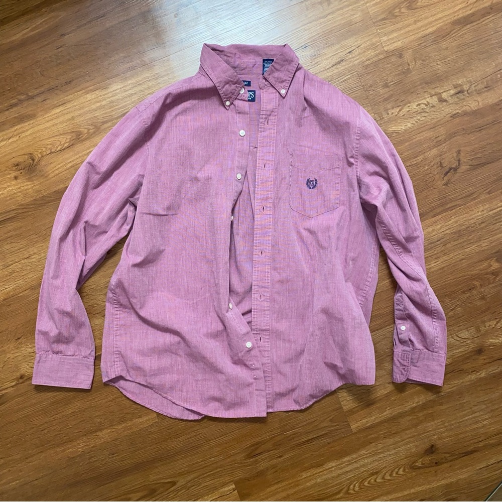 Men’s Chaps Faded Red Button Down Dress Shirt Size Large